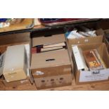 Five boxes of stamps, first day covers, empty albums, postal history, etc.