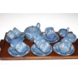 Wedgwood Blue Jasperware thirty piece tea service.