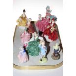 Ten Royal Doulton figures including Little Boy Blue, River Boy, Dinky Do, Bo Peep, Elyse, etc.