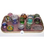 Collection of glass paperweights.