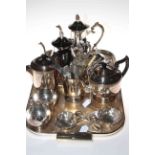 Collection of silver plated ware including two four piece tea sets,