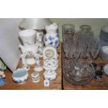 Aynsley Elizabeth Rose, Aynsley Pembroke including lamp, Royal Doulton crystal, Stuart Crystal.