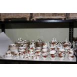 Collection of Royal Albert Old Country Roses including teapots.