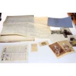 An interesting collection of indentures, ephemera, newspaper articles, tissue type letters,