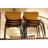 Set of six stacking school chairs.