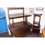Old Charm rectangular coffee table, barley twist gate leg dining table, Delft rack,