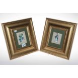 Pair gilt framed Oriental figure pictures.