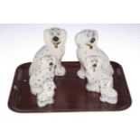 Three pairs of Staffordshire style Doulton and Beswick spaniels.