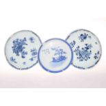 Three early 19th Century Chinese blue and white saucer dishes.