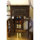 Victorian carved mahogany pedestal cupboard, 76.5cm by 41cm.