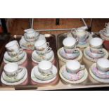 Fifteen piece Tuscan bone china tea service and fifteen piece Roslyn bone china 'Tally Ho' tea