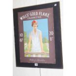 Framed Wills 'Gold Flake' Cigarettes poster.