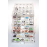 Fly fishing display cabinet and flies, approximately 400.