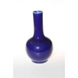 Chinese blue glazed bottle vase, 23cm.