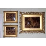 Three gilt framed bevelled chrystoleums including a pair.