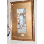 Gianni, Mediterranean Street Scene, watercolour, signed, 32cm by 12.5cm, in glazed gilt frame.