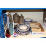 Dinnerware, table lamps, 1950's letter and envelopes, etc.