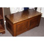 Oak double panel front blanket box.