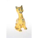 Faience seated cat, 20cm.