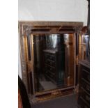 Good large ornate framed bevelled wall mirror, 172cm by 141cm (including frame).