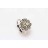 Fancy diamond cluster ring, size M.