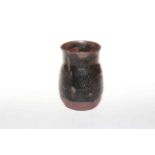 Chinese stoneware mottled glazed brush pot.