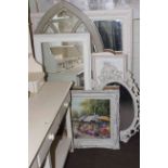 Collection of seven various wall mirrors and two pictures (9).