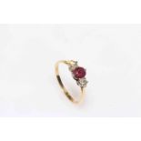 18 carat gold, ruby and diamond ring.