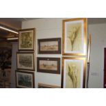 Collection of eight various pictures including J.F. Anderson, pair coastal watercolours.