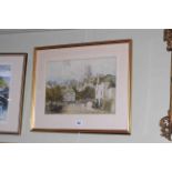 Lilian K. Tuke, Continental Village Scene, watercolour, signed lower right, 26cm by 37.