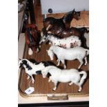 Seven Beswick horses including three Shire horses.