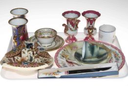 Tray lot of decorative china including two Royal Doulton flower painted vases, Noritake trio,