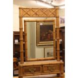 Pine bamboo simulated two drawer toilet mirror 99cm x 63cm.