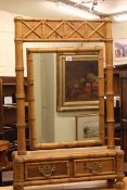 Pine bamboo simulated two drawer toilet mirror 99cm x 63cm.