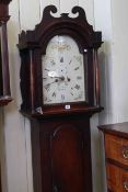 19th Century oak eight day longcase clock with painted arch dial, overall height 210cm.