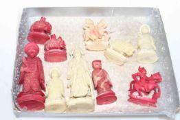 Collection of Chinese ivory chess pieces.