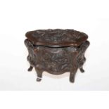 Chinese embossed metal lidded casket.