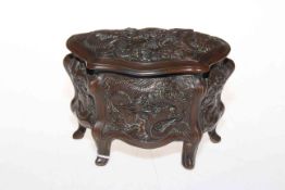 Chinese embossed metal lidded casket.