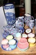 Blue and white stick stand, Maling lustre sundae dishes and saucers, Ringtons chintz etc.