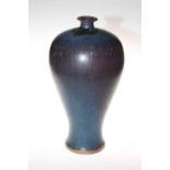 Antique Chinese Stoneware vase, the baluster body with blue mottled glaze, 35.5cm.