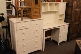 White six drawer chest and matching dresser.