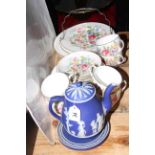 Twenty four pieces of Paragon china and a Wedgwood Blue Jasperware teapot and stand.