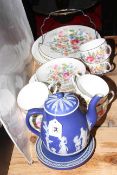 Twenty four pieces of Paragon china and a Wedgwood Blue Jasperware teapot and stand.