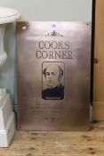 Thomas Cook commemorative brass plaque, 60cm by 40cm.