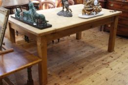 Pine rectangular farmhouse kitchen table, 79cm by 183cm.