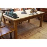 Pine rectangular farmhouse kitchen table, 79cm by 183cm.