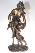 Bronze group of lady with playing children, 68cm.