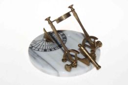 Noon cannon desk top sun dial with instructions.