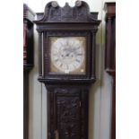 19th Century carved oak eight day longcase clock,