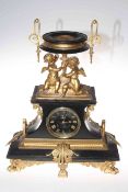 French 19th Century gilt metal mounted black marble clock,